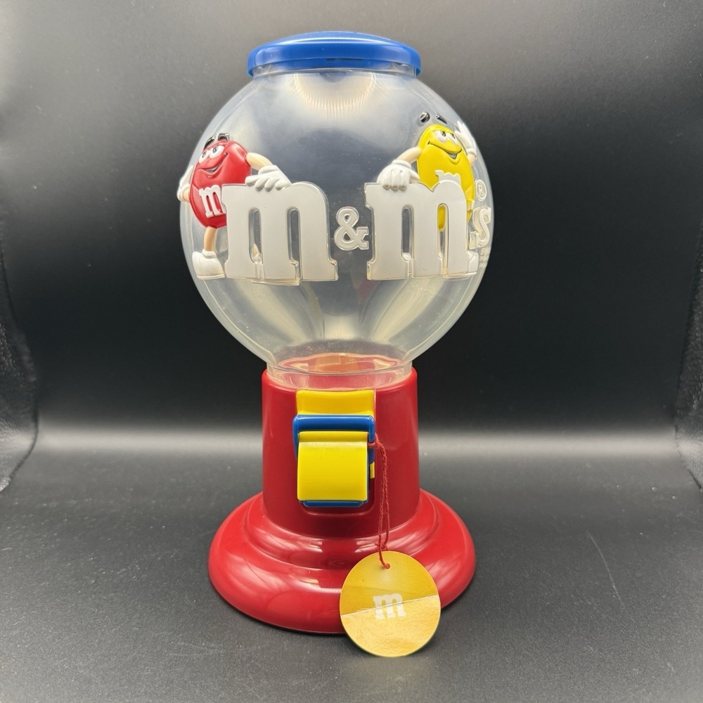 Vintage M&M's Candy Dispenser Gumball Machine Style w/Red&Yellow Characters 9"